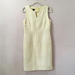 Talbots Womens 6 Sheath Dress Texture Butter Yellow Metallic Formal Elegant Work